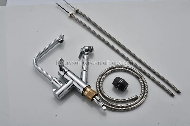 good quality multi function brass pull out kitchen sink faucet mixer tap with spray gun
