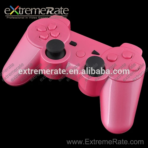 Polished Chrome Pink Gaming Case Replacement for PS3 Wireless Controller with Full Button Set Accessories