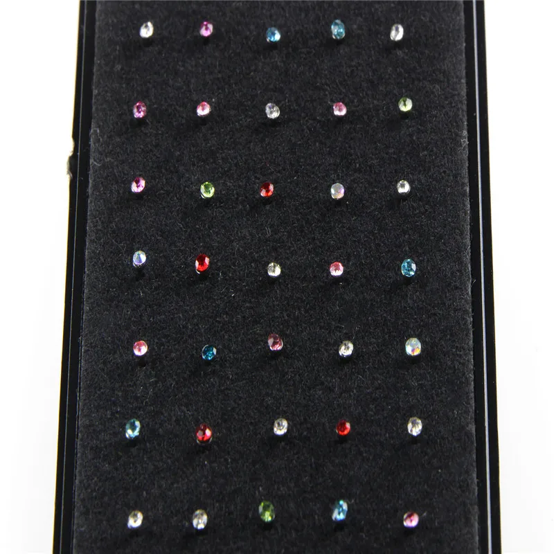 
40 PC1.5 mm crystal indian women sexy piercing nose ring studs set body jewelry 