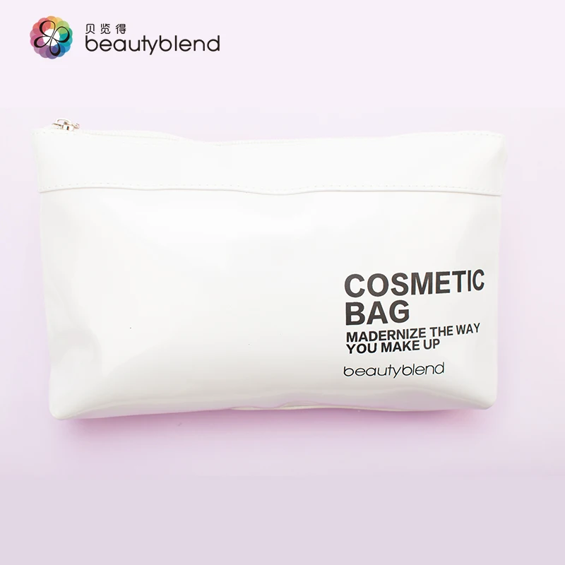 BLD R-8003 Big Capacity White Cosmetic Bag PU Material Waterproof Makeup Bag