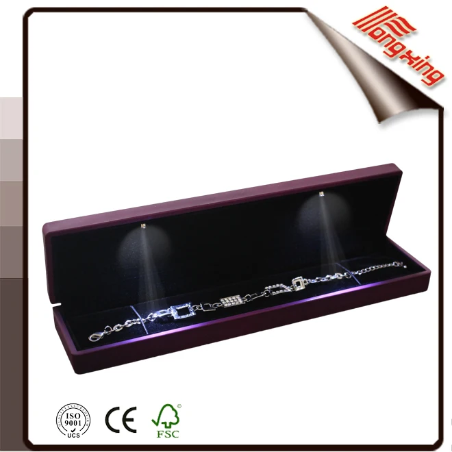 Top Sale Luxury Purple High Quality Custom Jewelry Gift Box With Led Light Jewelry packaging box