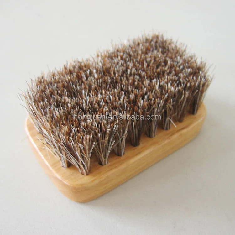 Household Custom Wooden Natural Bristle Horsehair Suede Animal Shoe Polish Cleaning Brush