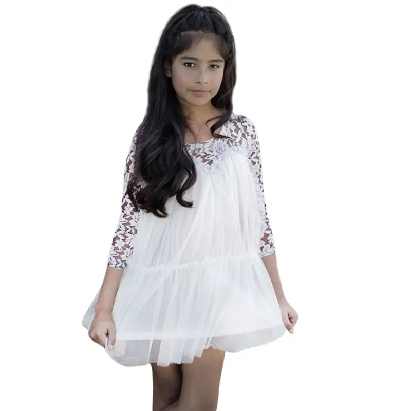Kids Princess Girl Lace font b Fancy b font font b Dresses b font Long Sleeve