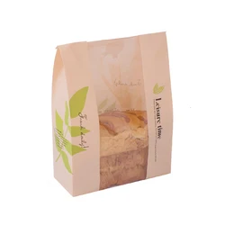 wholesale Cheap Fashion Small Baking  Toast Bread Packing Brown Greaseproof  Kraf Paper Kraft Bag With Clear Window For Food