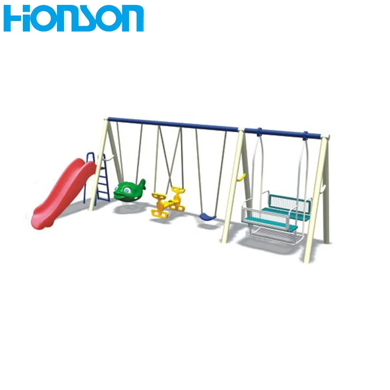 outdoor park kids metal swing with chair