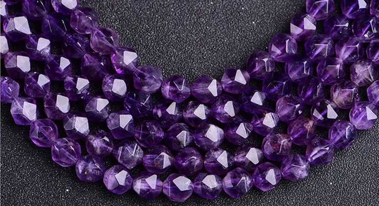 Diamond Faceted 8mm AA Grade Brazil Amethyst Gemstone Beads