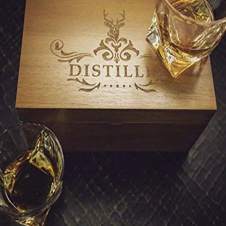 Whiskey Gift Set Water Down Your Whisky Set of 9 Rocks Stones Ice Cubes Reusable in Exclusive Wooden box