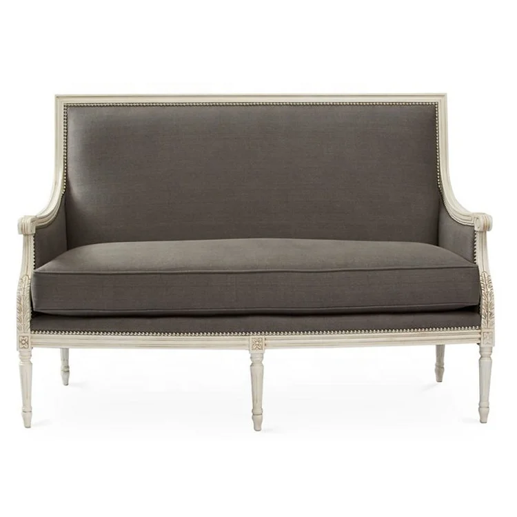  Домашний тканевый фон с деревянными рамная конструкция Современная античная 2-местный в европейском стиле гостиной диван