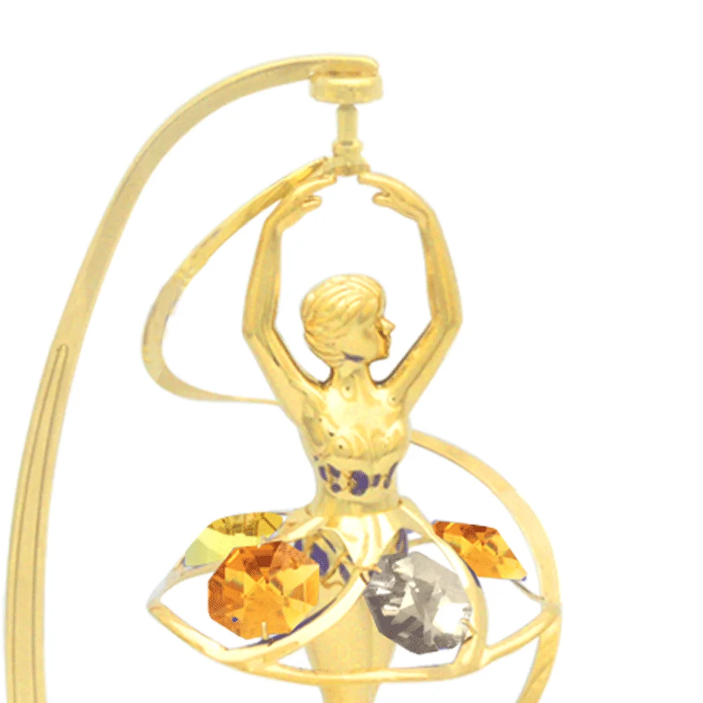 Crystocraft Levitating Magnet Rotation 24k Gold Plated Metal with Brilliant Cut Crystals Ballet Dancing Girl Ballerina Figurine