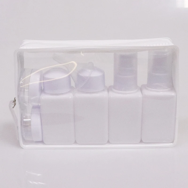 
8pcs portable PET 40ml 50ml 60ml square empty Cosmetic bottle leak proof travel kit 
