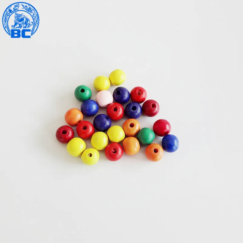 
Hot Sale Colorful DIY Small Craft Unfinished Round Natural Wooden Beads 