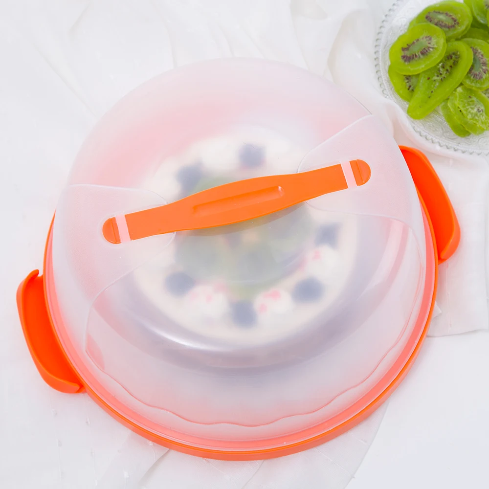 Wholesale round clear plastic storage cake containers with handle