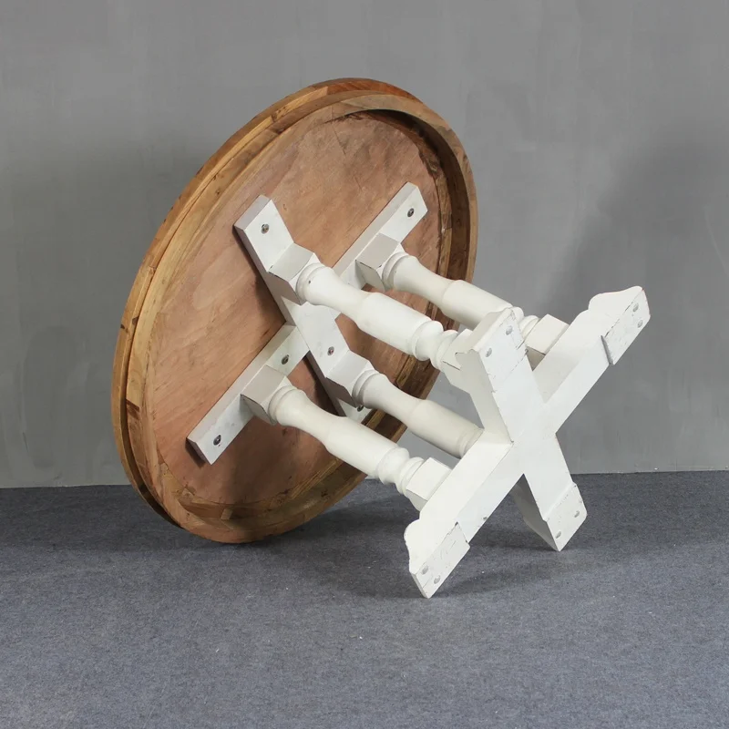 MRS WOODS French Country Style Wooden Dining Restaurant Table Set 6 Seater Round