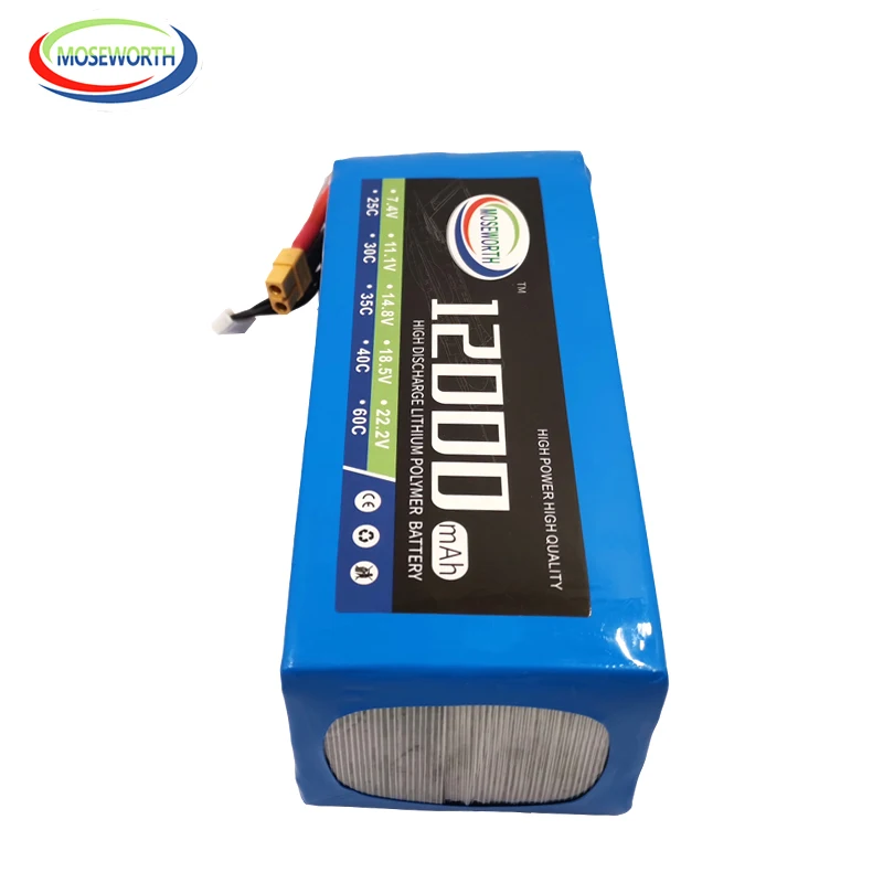China Customized 22.2V 12000mAh 40C 6S1P RC Lipo Battery Packs for For Agricultural Uav