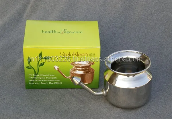 Pure Stainless Steel Neti Pot for Sinus Congestion (Ayurvedic JalNeti)