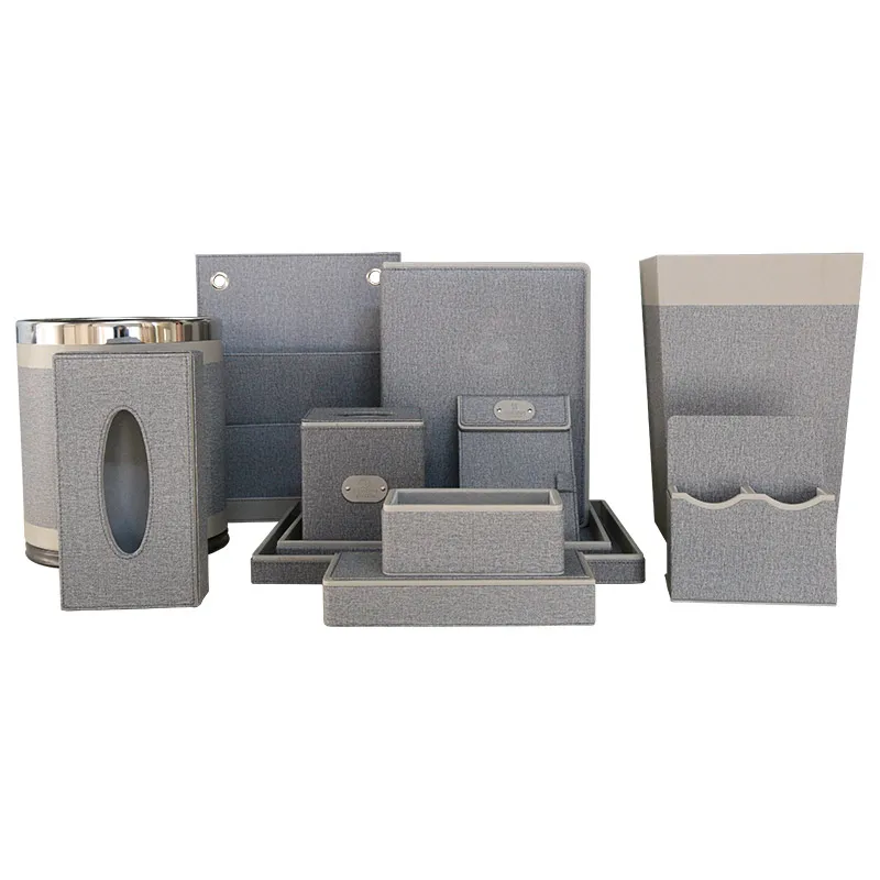 China Custom Leather Desktop Hotel Supplies Leather Sets for Hotel