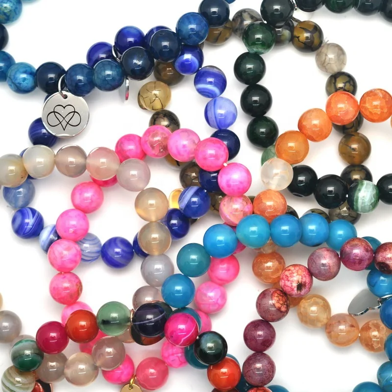 
GPB047 Purple amethyst custom logo natural beads semi-precious stone bracelet for women jewelry gift 