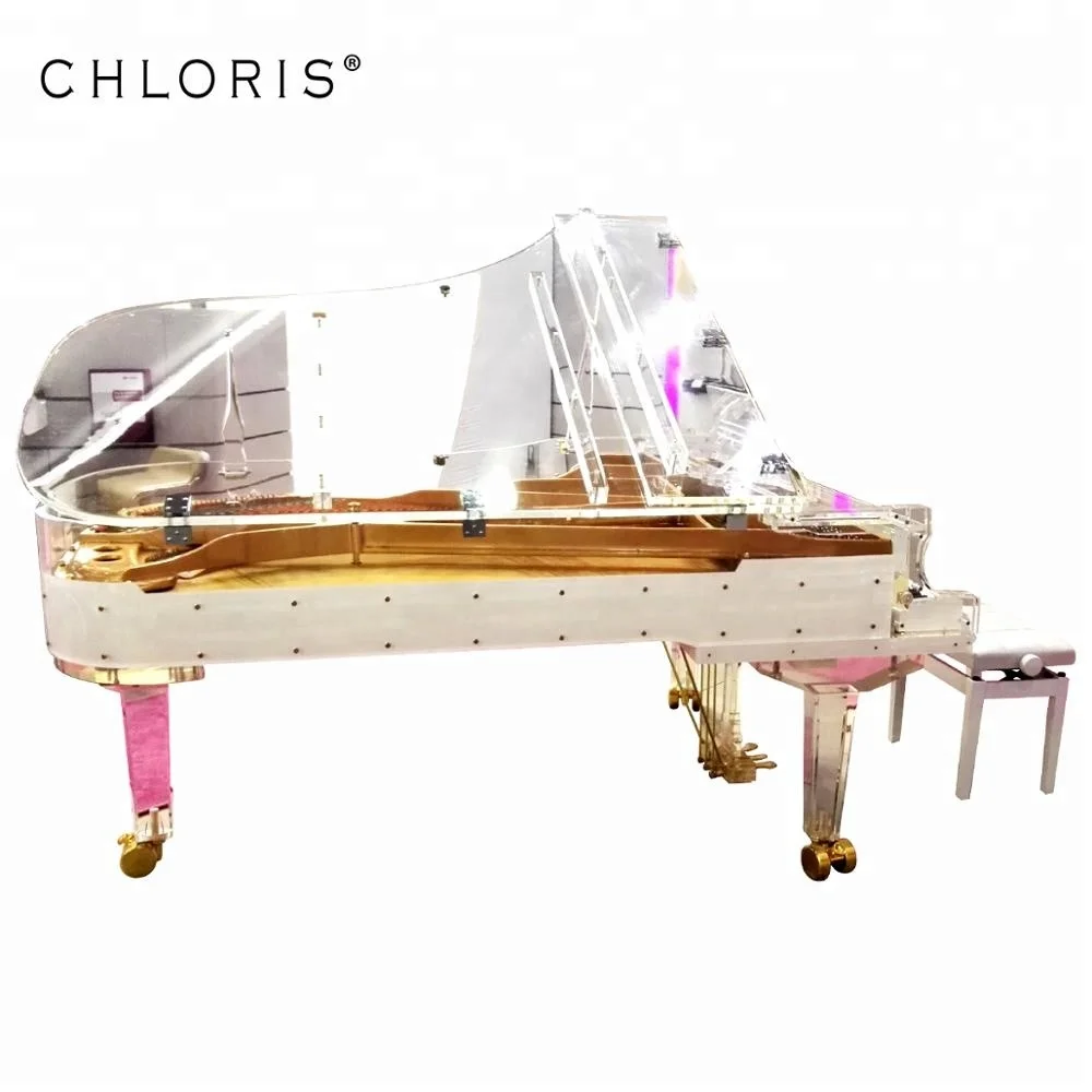 Lucite and Transparent Semi Concert Acrylic Grand Piano 238 with white rim the concert piano