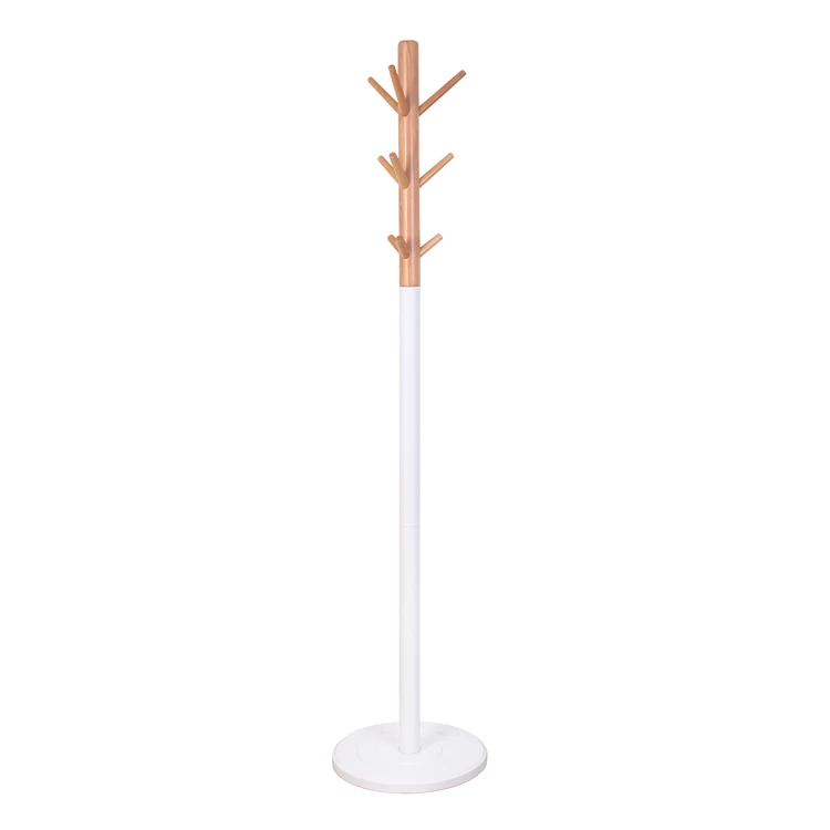 White foldable wooden hat stand hanger floor standing coat rack parts WJD8358