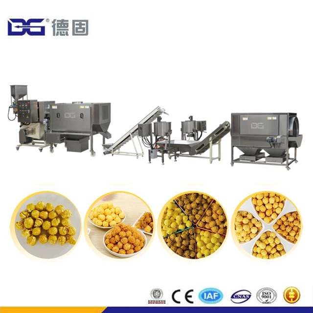 
DG Machinery Automatic Sweet Chocolate Mushroom Caramel Multi-flavored Popcorn Hot Air Popper Machine Production Line 