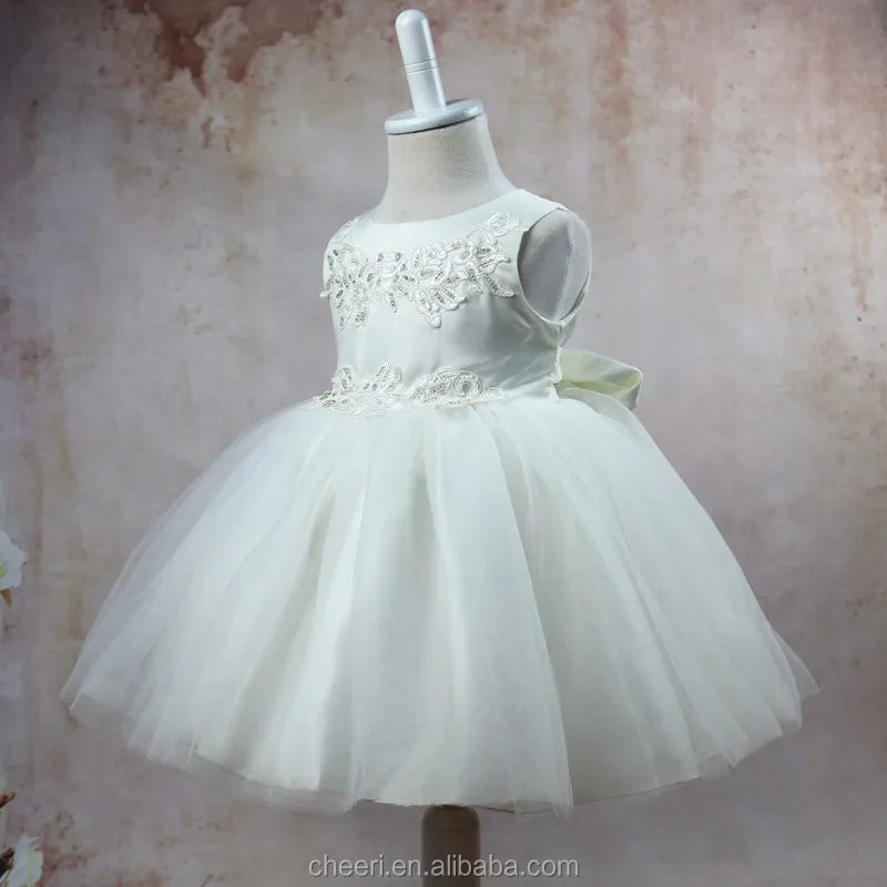 hot high quality beautiful white birthday party dress for infant fashion children frocks designs 2017
