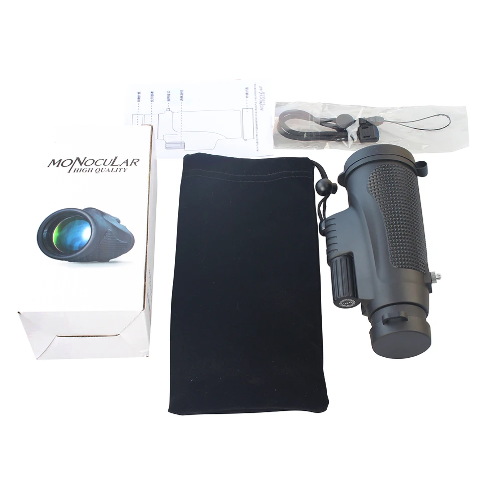 (BM-1023)High definition 10X42 long range Outdoor Pocket Handheld Compact Rubber Eyecups Wide Angle of View Black Monocular