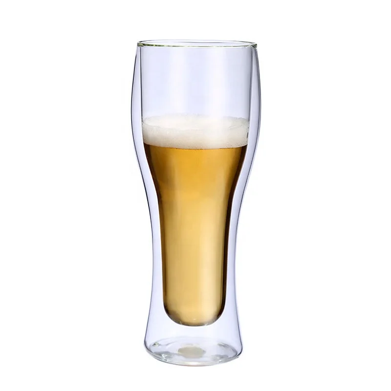 14OZ New style cocktail glass cup double layer glass cup double wall glass beer mug for beer drinking