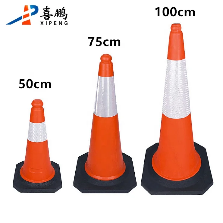 100CM Orange PE Highway Traffic Cones For Road Safety