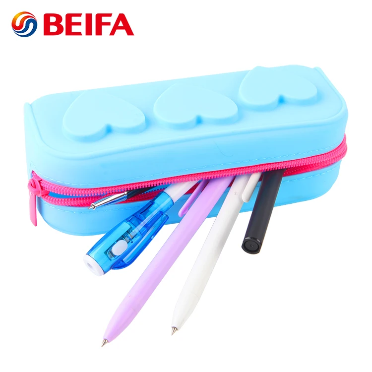 Beifa Brand PB0071 Creative Design Stationery School Silicone Pencil Case With Heart Shape