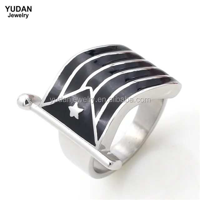 New design Custom Made Stainless Steel Puertorico Flag Ring