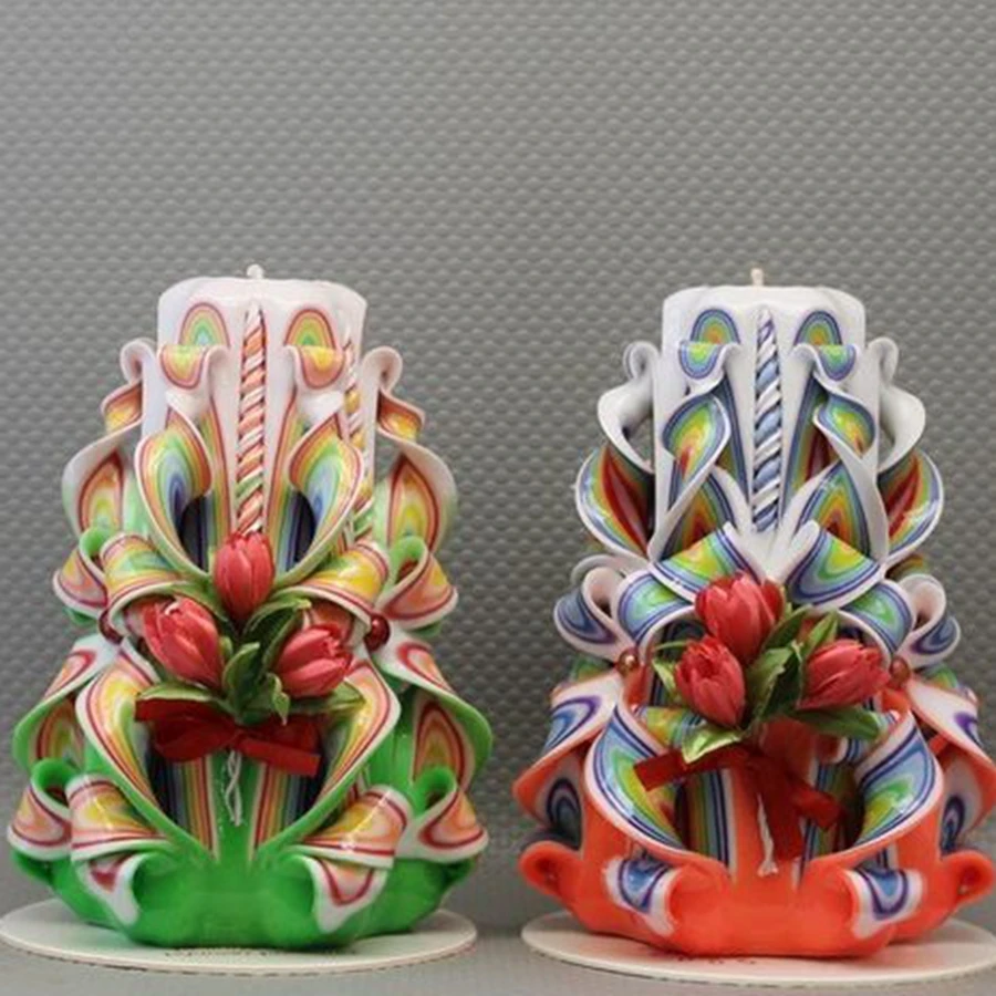 Красивые свечи, резные свечи, подарок на день Святого Валентина, свадебный подарок, рождественский подарок