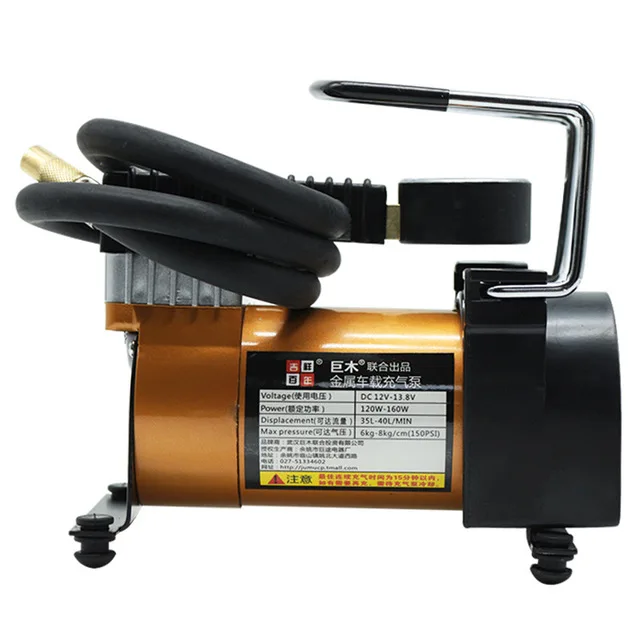 DC 12V Single Cylinder Car Air Compressor, 150 PSI, 30L/min Air Flow Car Tire Inflatable Pump With Gauge