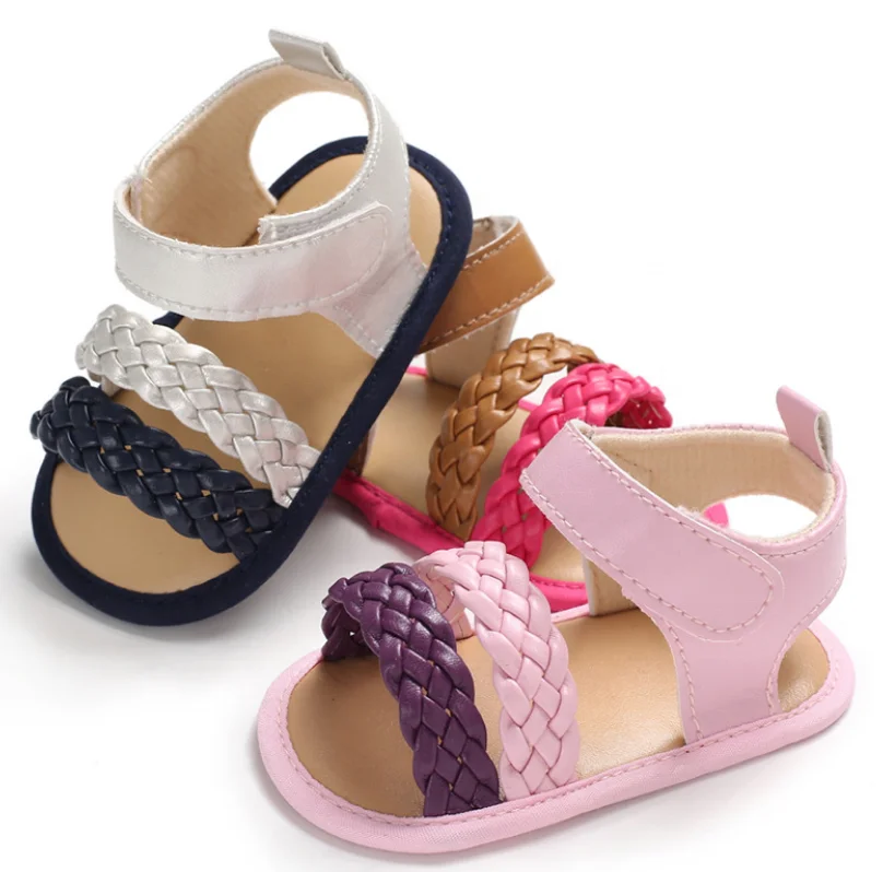 In stock small MOQ fast delivery  baby girl soft sole Pu sandal  baby shoes bulk