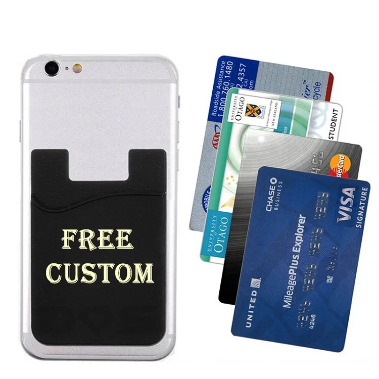 Custom LOGO Cell Phone Card Holder Silicone Phone Wallet Case with Adhesive