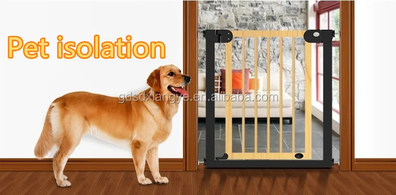 Baby wooden deluxe stair gate safety pet auto close 90 degree stop open pressure