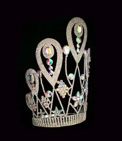 12 Inch Big Beauty Tiara Custom AB Stone Large Tall King Pageant Crown