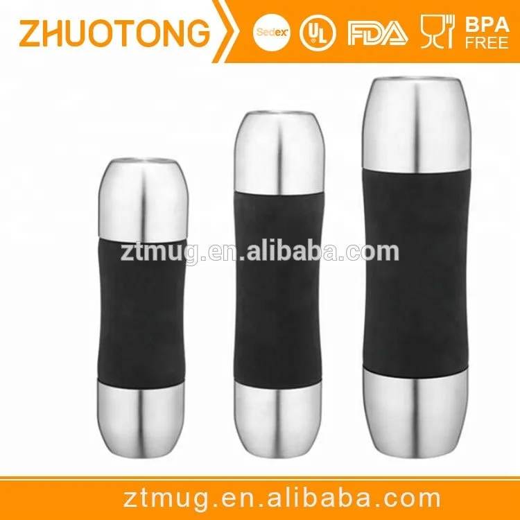 350ml/500ml 18/8 stainless steel bullet vacuum flask for car with 2 cups & handle