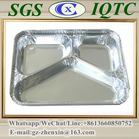
3 sections divided tray disposable aluminum foil containers trays for food 