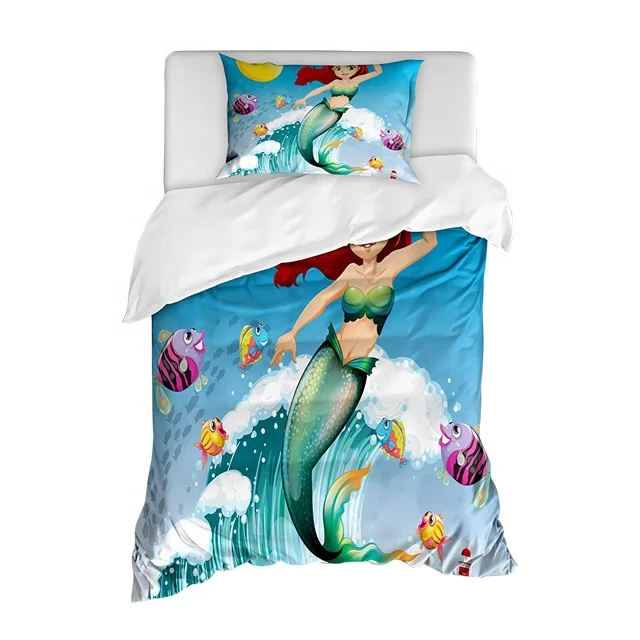 Kids cartoon 100% cotton custom 3d printed children bed sheet Twin Size, Decorative 3 Piece Bedding Set linen Duvet Cover Set