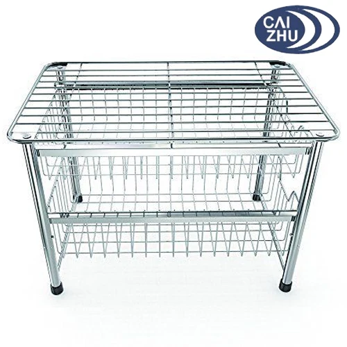 Cabinet Sliding Basket Organizer Drawer Chrome Pull Out Storage Wire Basket Bin