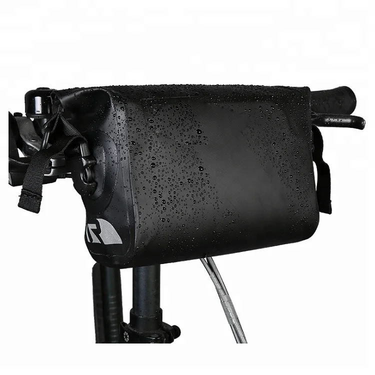 Cycling Quick-Release Front Basket Frame Pouch PVC Tube Bag, Roll Top Front Handle Bar Waterproof Bicycle Pannier Bag