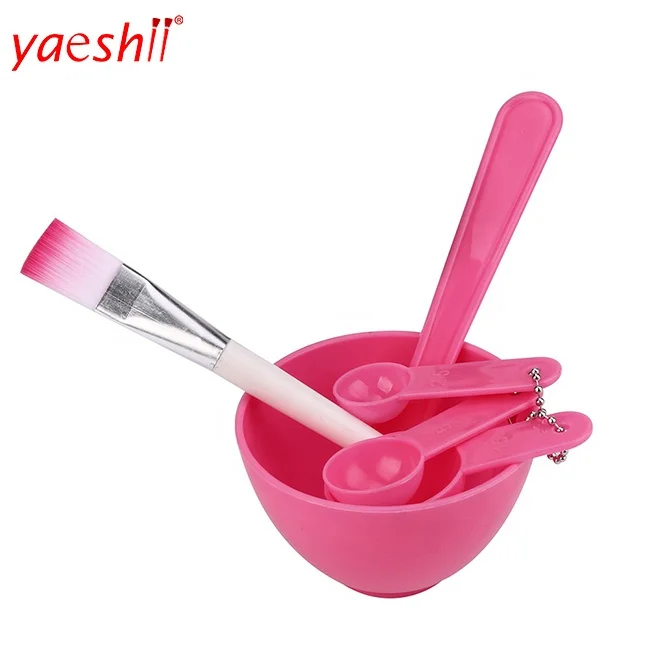Yaeshii Professional 4 in 1 DIY Facial Mask Mixing Bowl Brush Spoon Stick Brush Face Care Set for Women Facial Beauty Kits