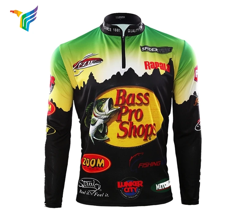 Custom Sublimation Polyeste full sublmation Zipper Man  Fishing T Shirt