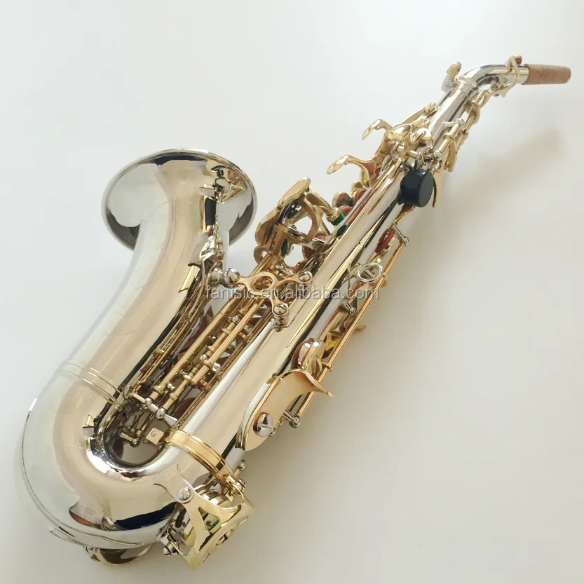 chinese musical instrument brass saxophone nickel plated small curved soprano saxophone
