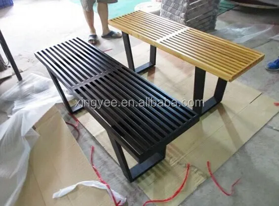 
Modern Living Room Ash Wood Slats Teak Wood Bathroom Bench Metal Cast Iron Solid Wooden Slats Shower Bench 