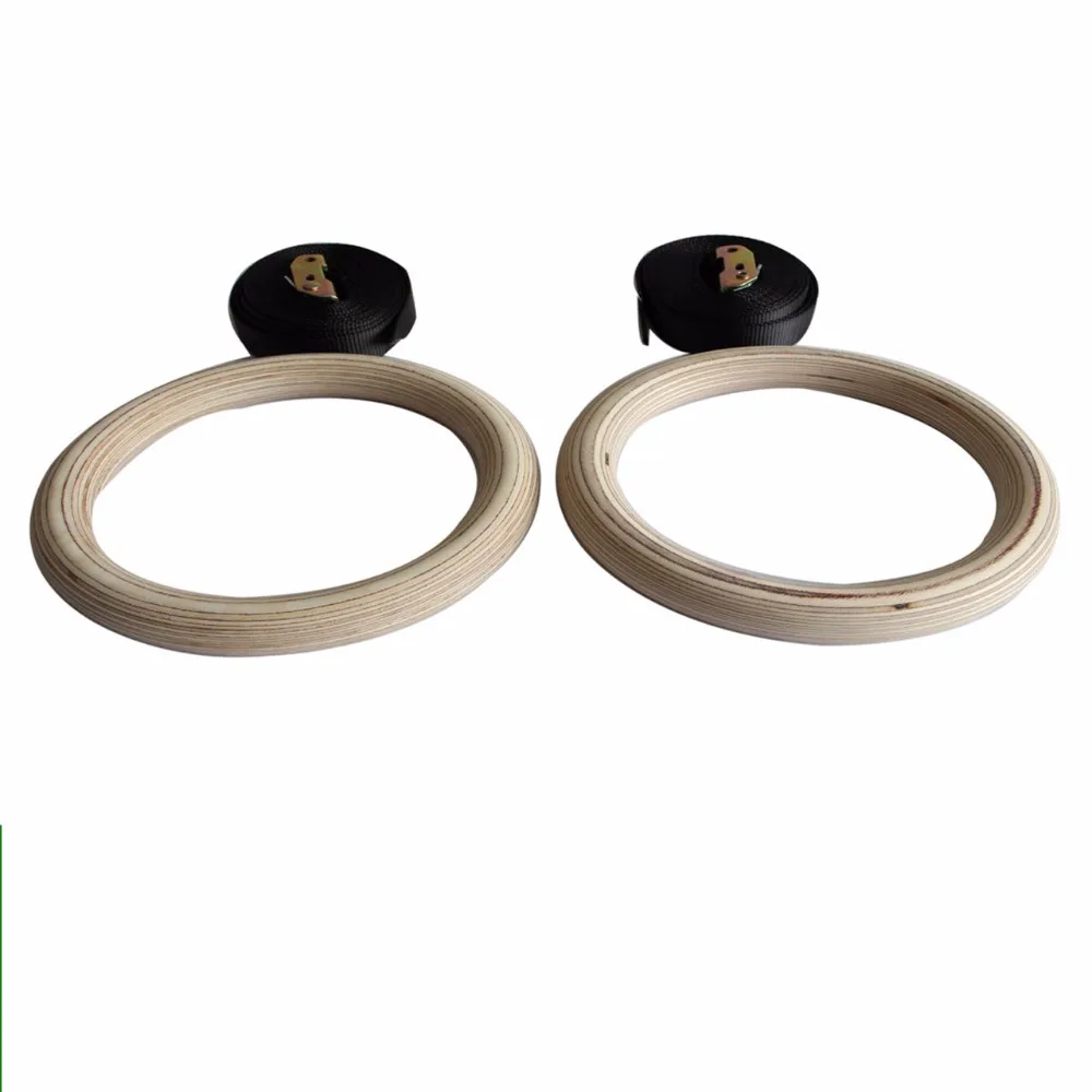 Logo Printed Fitness Strength Training Gymnastic Wooden Gym Rings