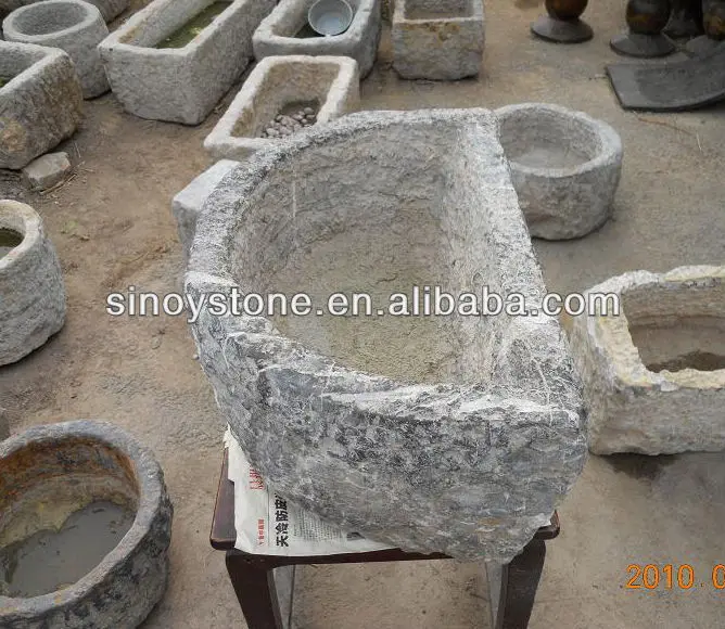 D shape antique stone trough