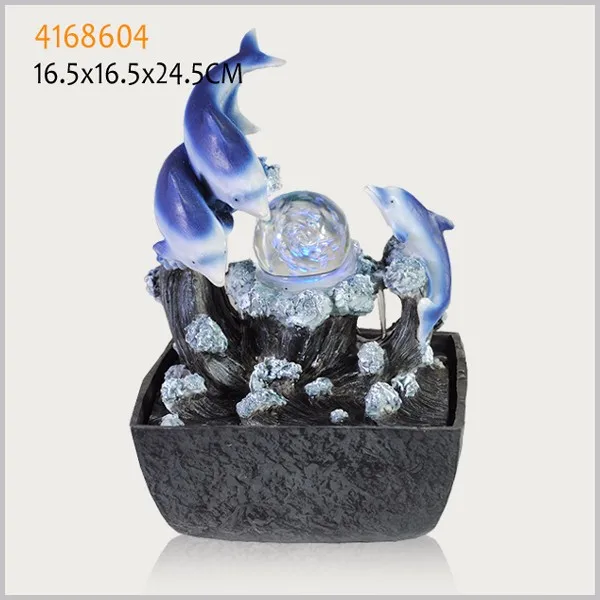 Resin dolphin fountain with ball for decor
