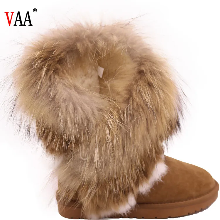Free Samples Hot Sale Winter Manufacturer Trendy Three Color Racoon Fur Women Snow Boots, Ladies Top Quality Winter Half Boots