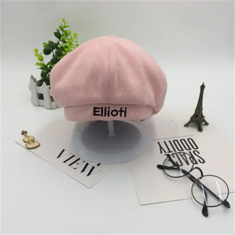 
2019 Winter New Italian Fashion Cheap Man And Women Woollen Embroidery Beret Octagonal Hats 